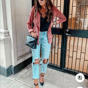 Say It Stripe Velvet Striped Blazer